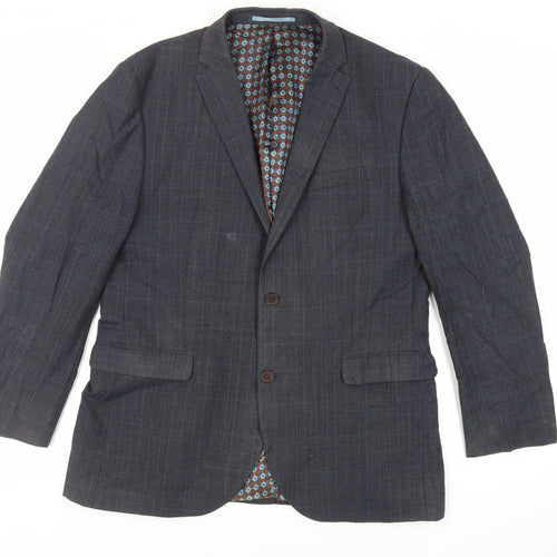 NEXT Mens Blue Plaid Wool Jacket Suit Jacket Size 42 Regular
