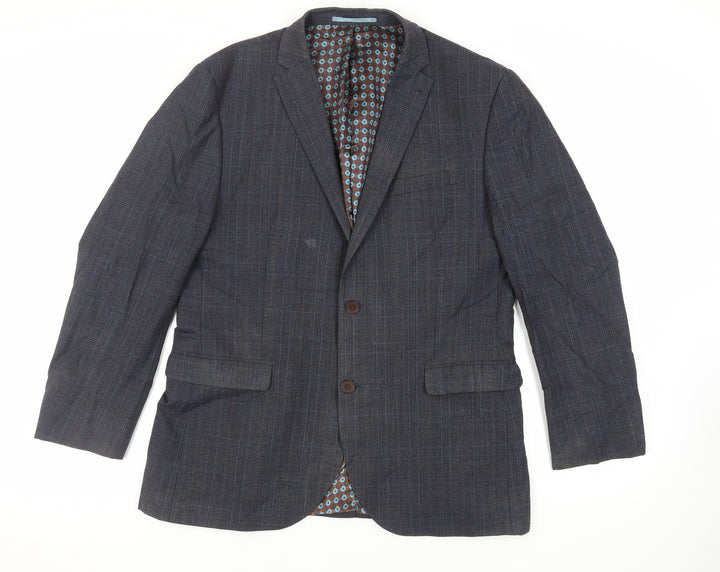 NEXT Mens Blue Plaid Wool Jacket Suit Jacket Size 42 Regular