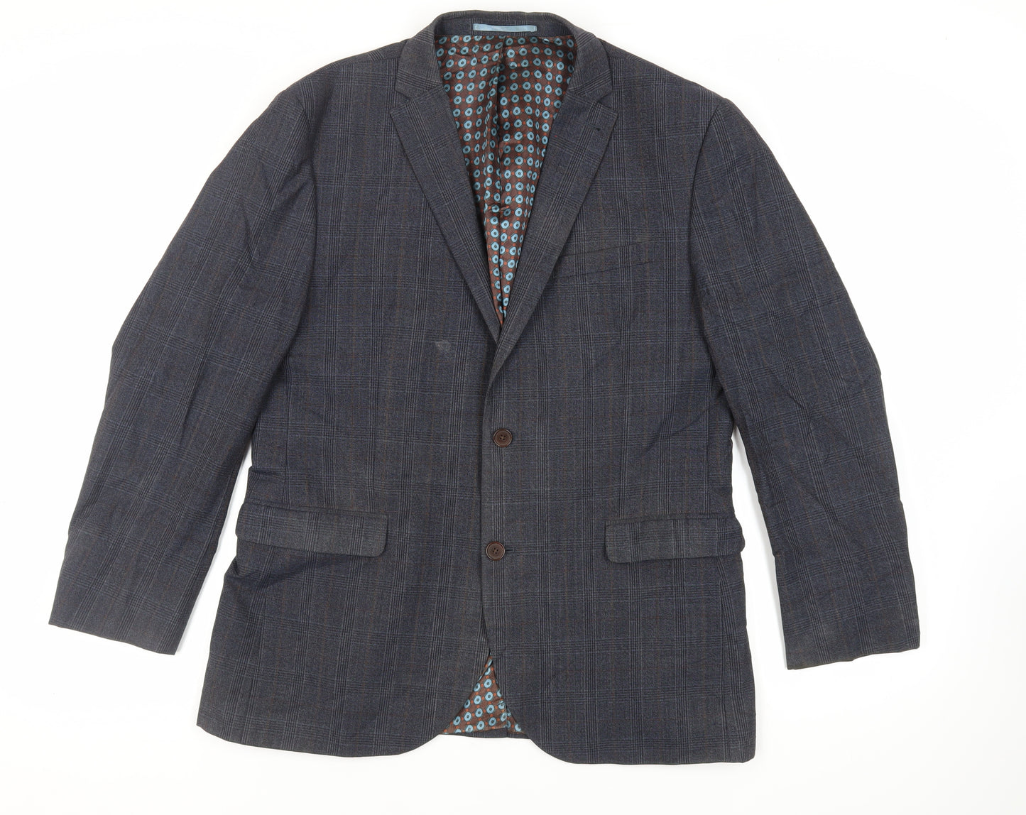 NEXT Mens Blue Plaid Wool Jacket Suit Jacket Size 42 Regular