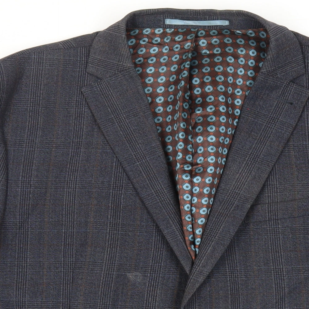 NEXT Mens Blue Plaid Wool Jacket Suit Jacket Size 42 Regular