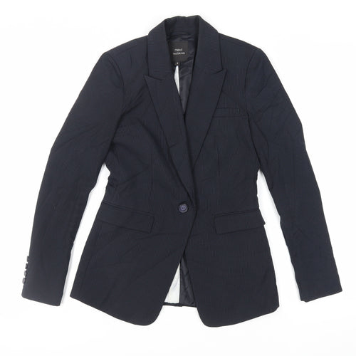 NEXT Womens Black Striped Jacket Blazer Size 8 Button
