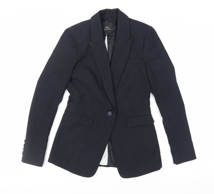 NEXT Womens Black Striped Jacket Blazer Size 8 Button