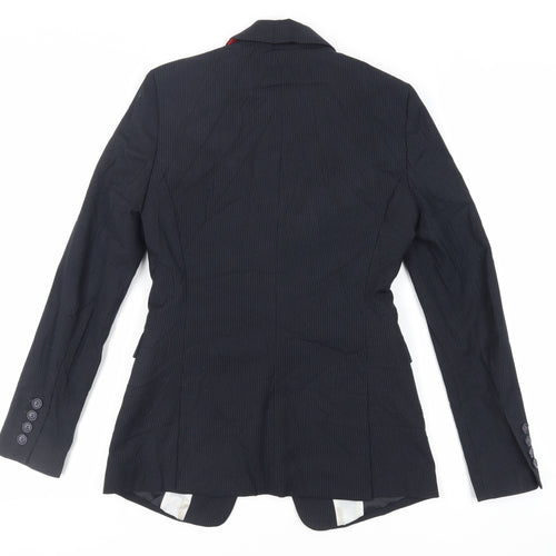 NEXT Womens Black Striped Jacket Blazer Size 8 Button