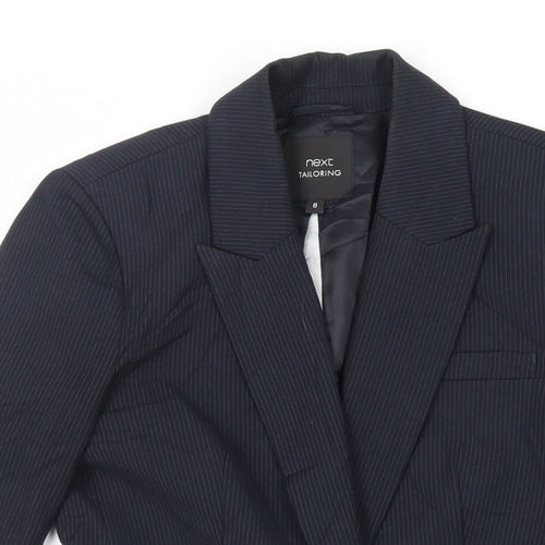 NEXT Womens Black Striped Jacket Blazer Size 8 Button