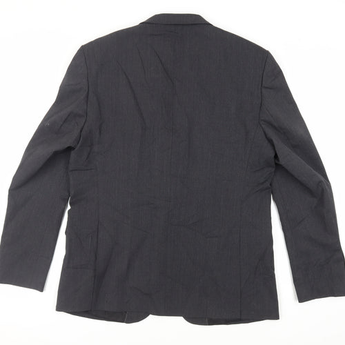 Zara Man Mens Black Wool Jacket Blazer Size 44 Regular