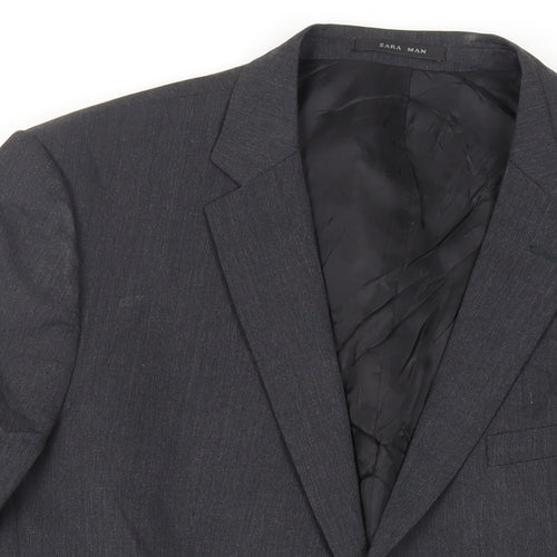 Zara Man Mens Black Wool Jacket Blazer Size 44 Regular