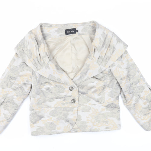 Ispirato Womens Grey Floral Jacket Size 14 Button