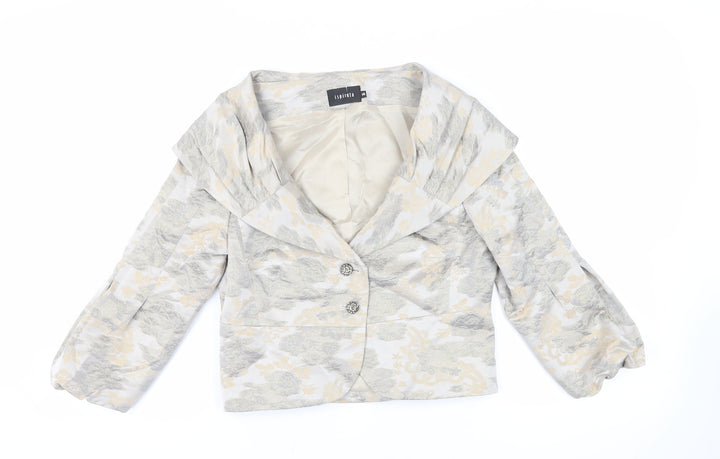 Ispirato Womens Grey Floral Jacket Size 14 Button