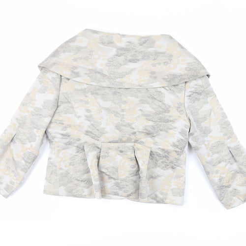 Ispirato Womens Grey Floral Jacket Size 14 Button