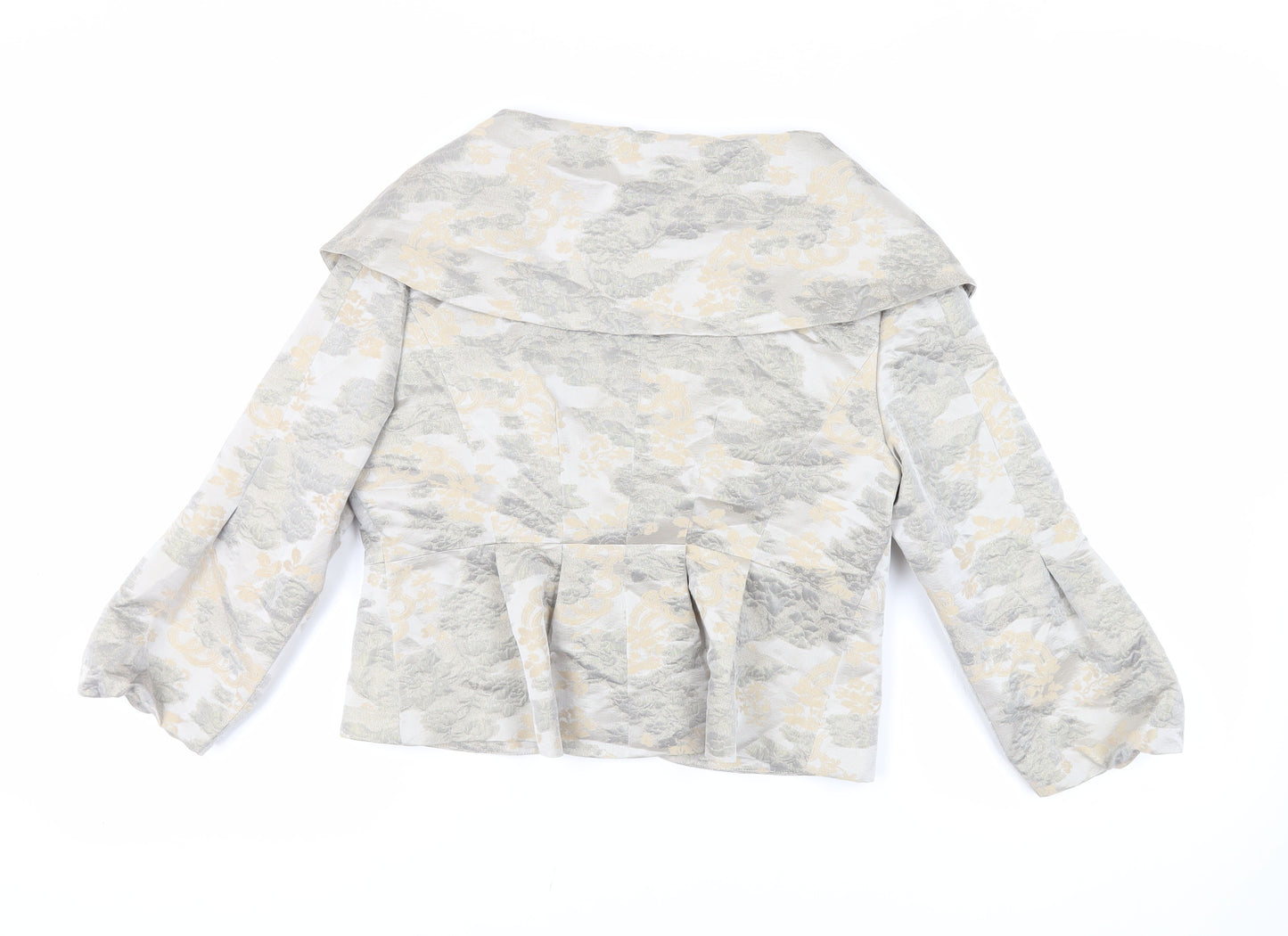 Ispirato Womens Grey Floral Jacket Size 14 Button