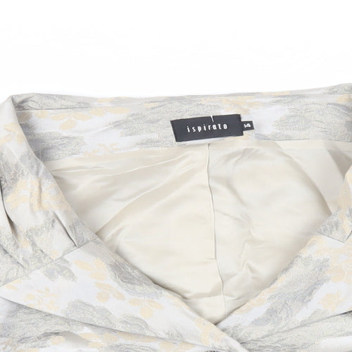 Ispirato Womens Grey Floral Jacket Size 14 Button