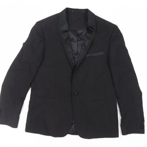 Marks and Spencer Mens Black Polyester Tuxedo Suit Jacket Size 40 Regular