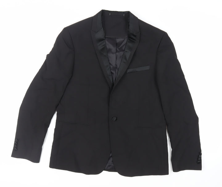 Marks and Spencer Mens Black Polyester Tuxedo Suit Jacket Size 40 Regular