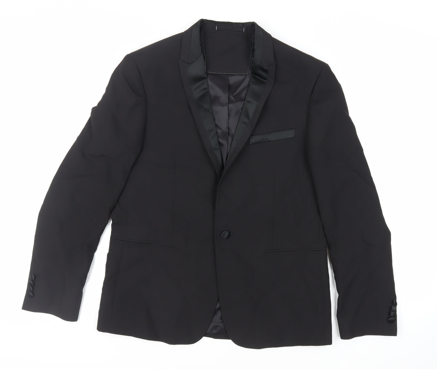 Marks and Spencer Mens Black Polyester Tuxedo Suit Jacket Size 40 Regular