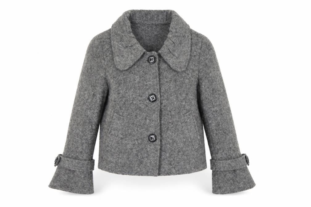 Front view of James Lakeland women’s grey jacket, size UK 18, button - unlined