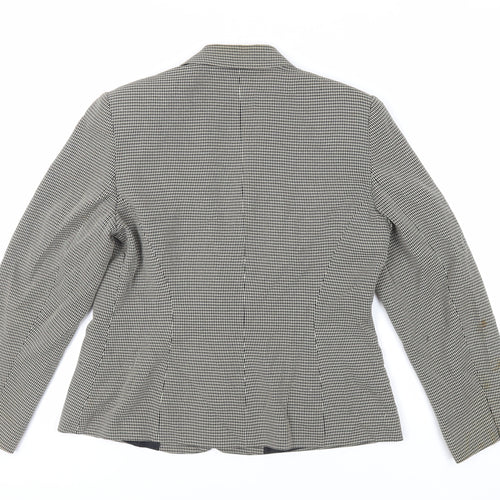 Precis Petite Womens Black Geometric Jacket Blazer Size 14 Button - Vintage