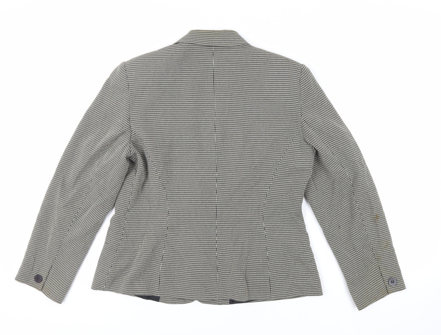 Precis Petite Womens Black Geometric Jacket Blazer Size 14 Button - Vintage