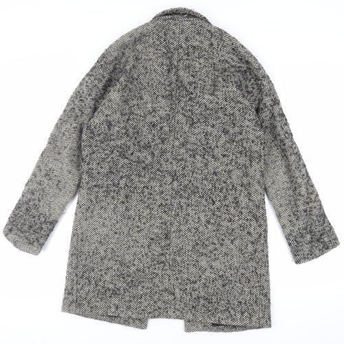 River Island Womens Grey Herringbone Overcoat Coat Size 8 - Open