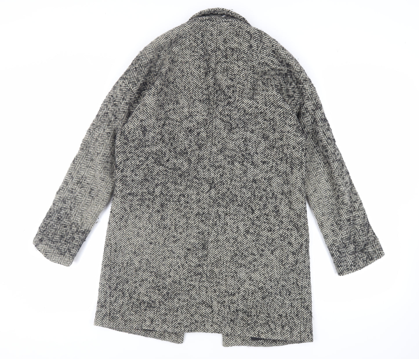 River Island Womens Grey Herringbone Overcoat Coat Size 8 - Open