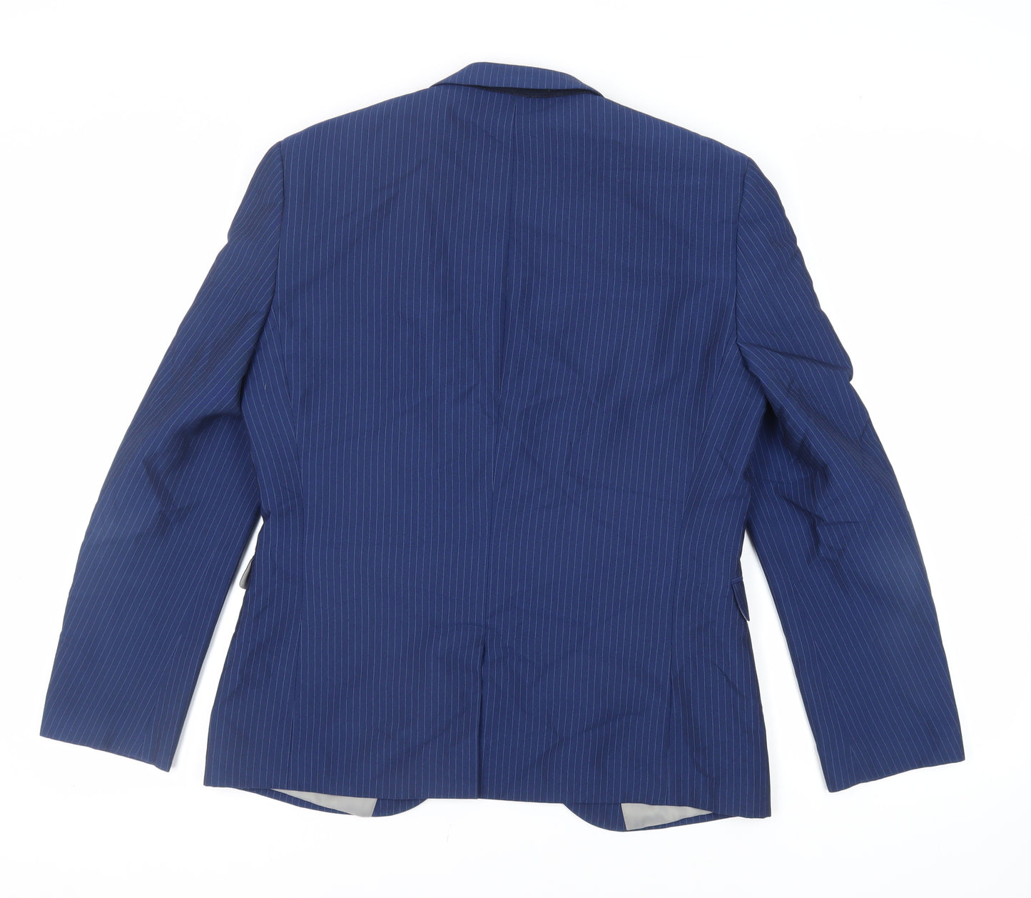 NEXT Mens Blue Striped Polyester Jacket Suit Jacket Size 40 Regular