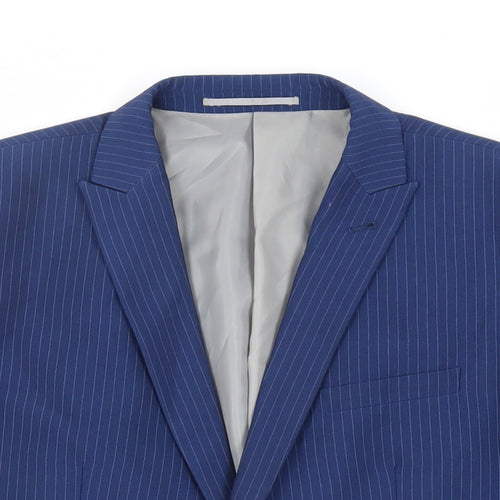 NEXT Mens Blue Striped Polyester Jacket Suit Jacket Size 40 Regular
