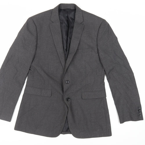 Burton Mens Grey Polyester Jacket Suit Jacket Size 40 Regular