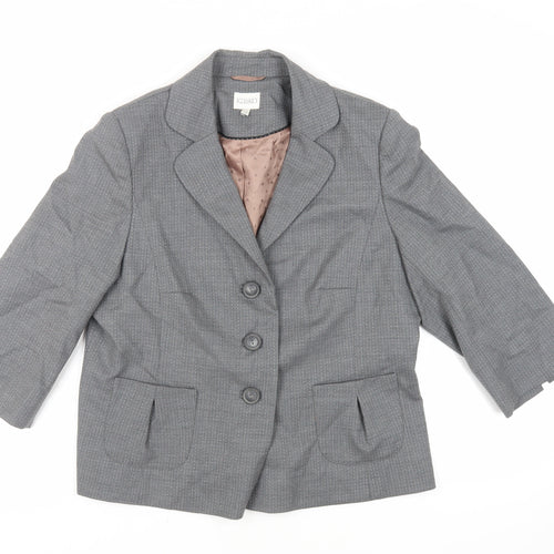 Kaliko Womens Grey Striped Jacket Blazer Size 16 Button - Bow Detail
