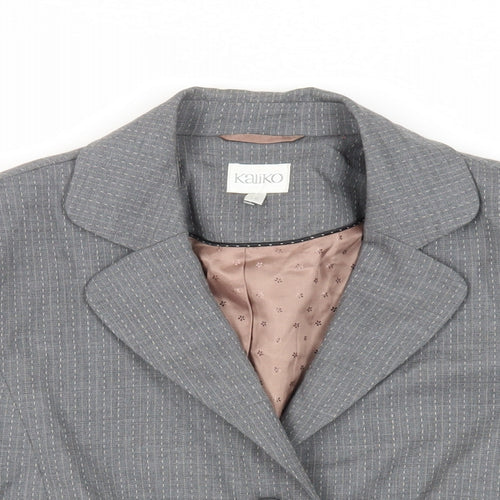 Kaliko Womens Grey Striped Jacket Blazer Size 16 Button - Bow Detail