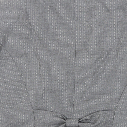 Kaliko Womens Grey Striped Jacket Blazer Size 16 Button - Bow Detail