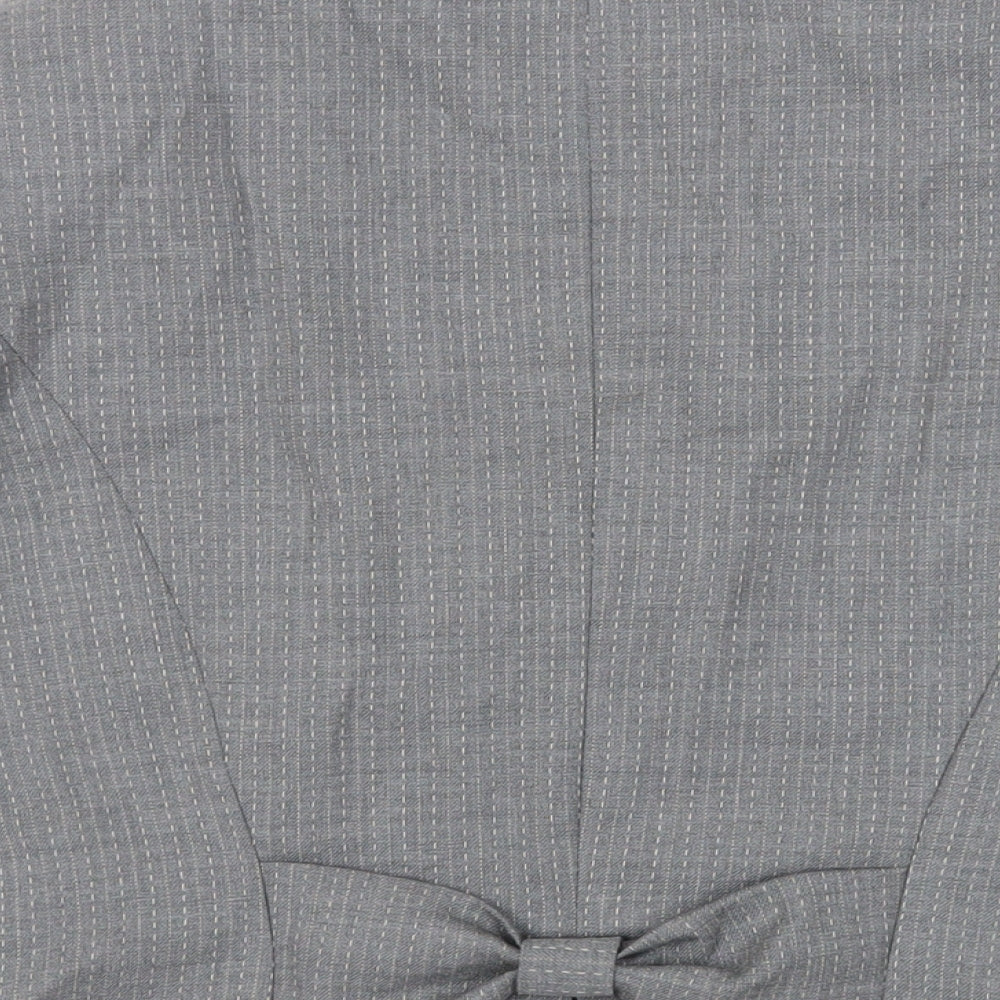 Kaliko Womens Grey Striped Jacket Blazer Size 16 Button - Bow Detail