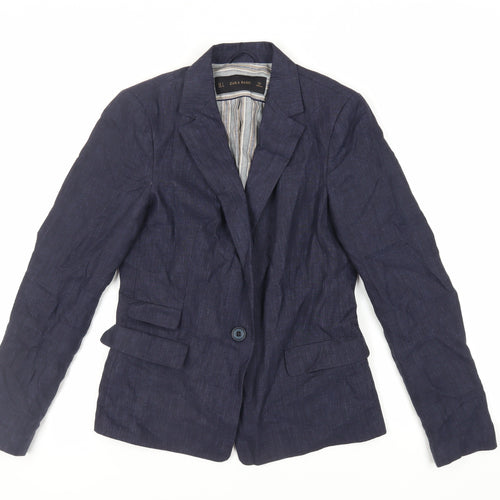 Zara Womens Blue Jacket Blazer Size S Button