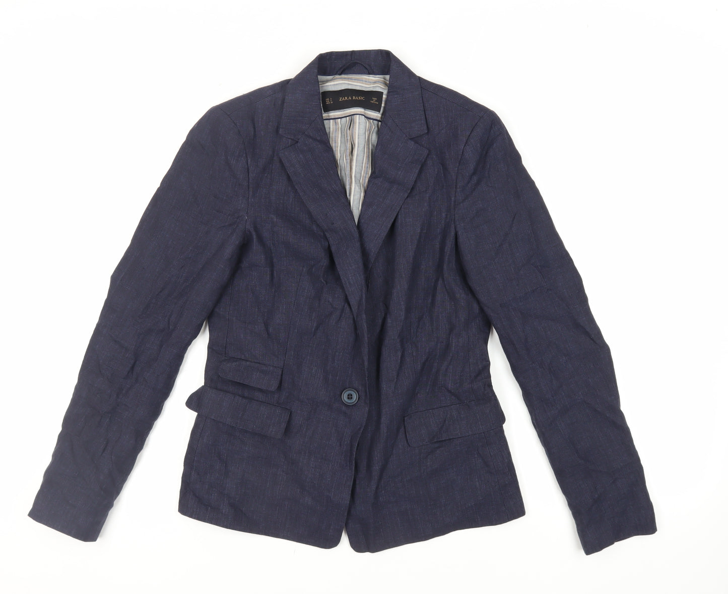 Zara Womens Blue Jacket Blazer Size S Button