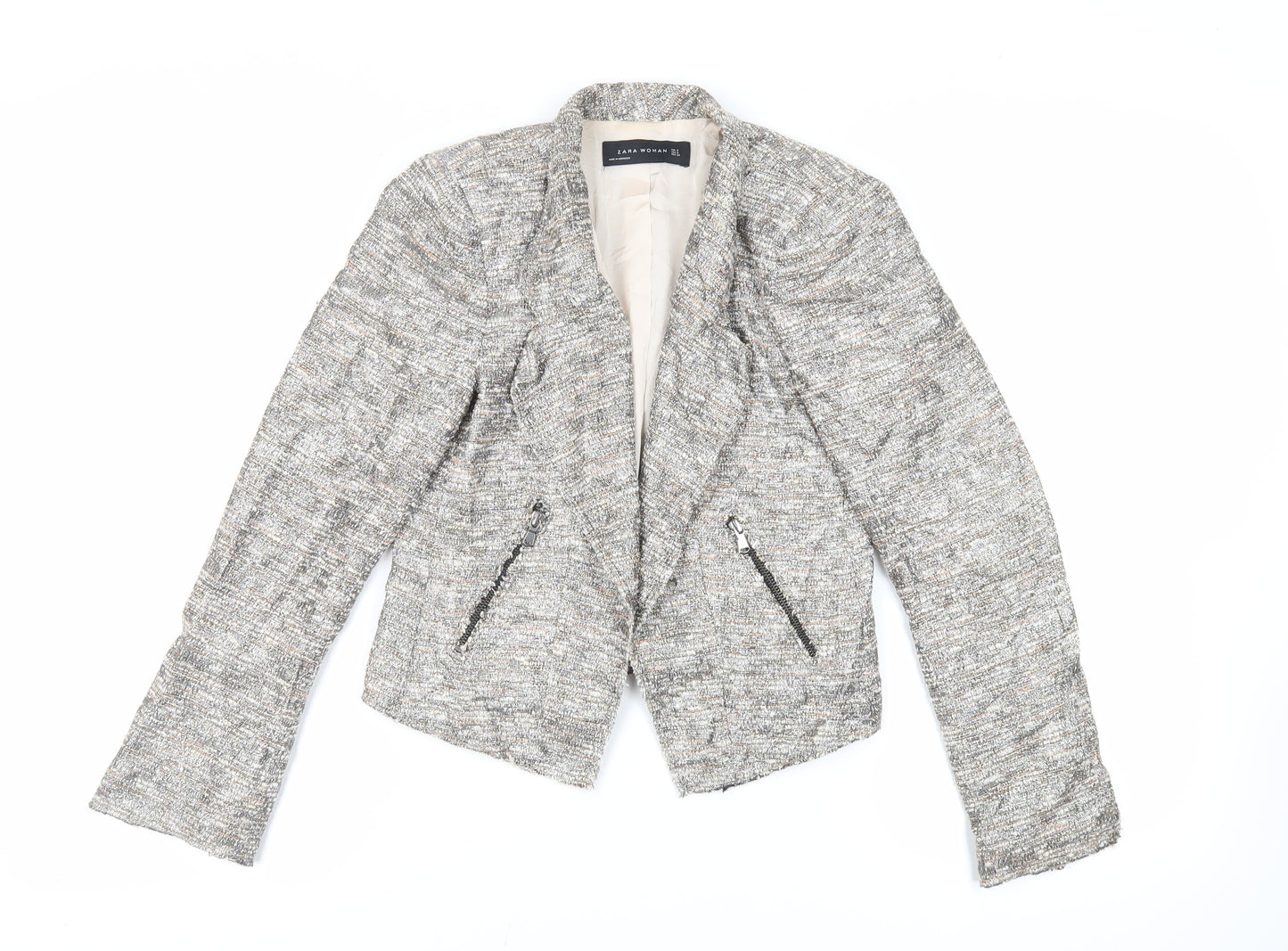 Zara Womens Grey Jacket Blazer Size S - Open