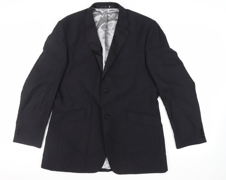 Burton Mens Black Polyester Tuxedo Suit Jacket Size 42 Regular