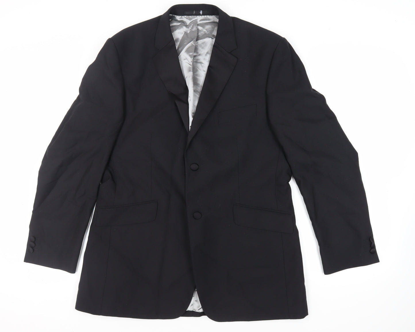 Burton Mens Black Polyester Tuxedo Suit Jacket Size 42 Regular