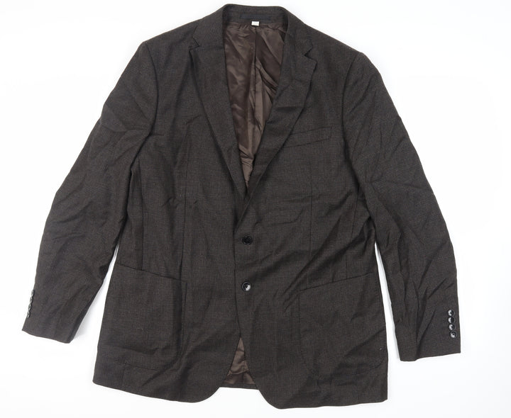 Marks and Spencer Mens Brown Geometric Wool Jacket Suit Jacket Size 44 Regular