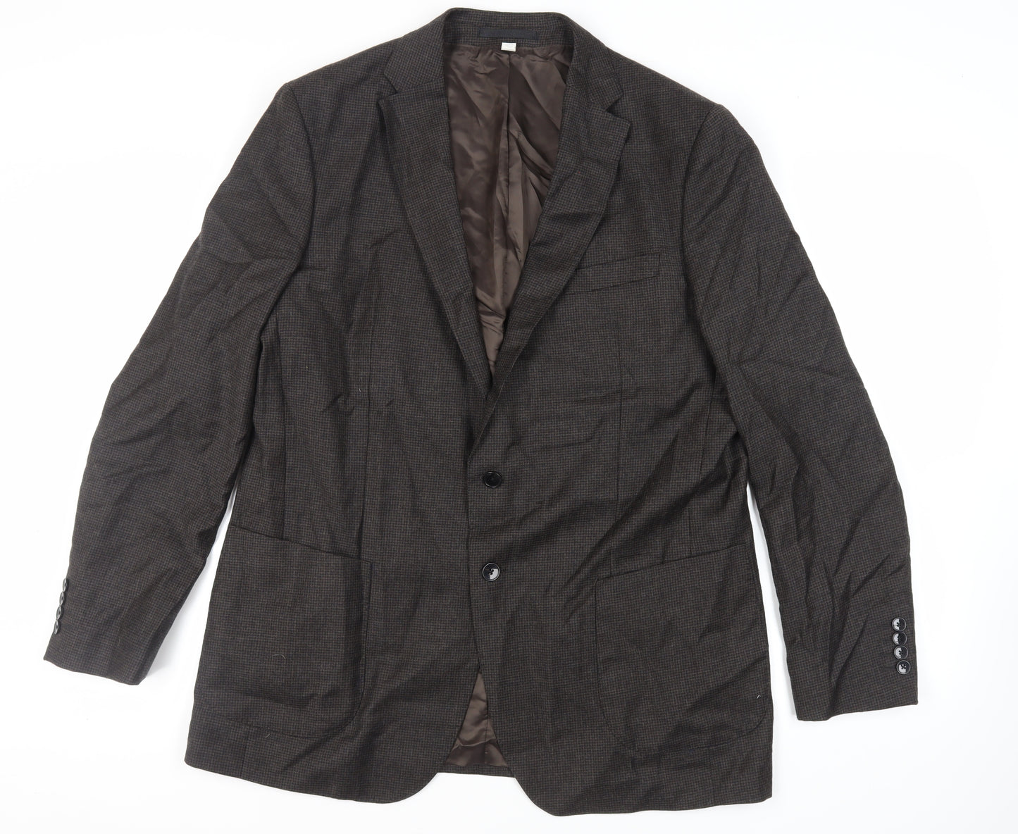 Marks and Spencer Mens Brown Geometric Wool Jacket Suit Jacket Size 44 Regular