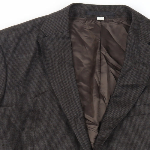 Marks and Spencer Mens Brown Geometric Wool Jacket Suit Jacket Size 44 Regular