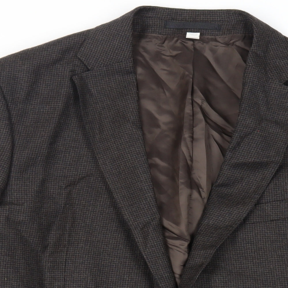 Marks and Spencer Mens Brown Geometric Wool Jacket Suit Jacket Size 44 Regular