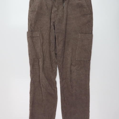 ASOS Womens Brown Cotton Trousers Size S L28 in Regular Drawstring