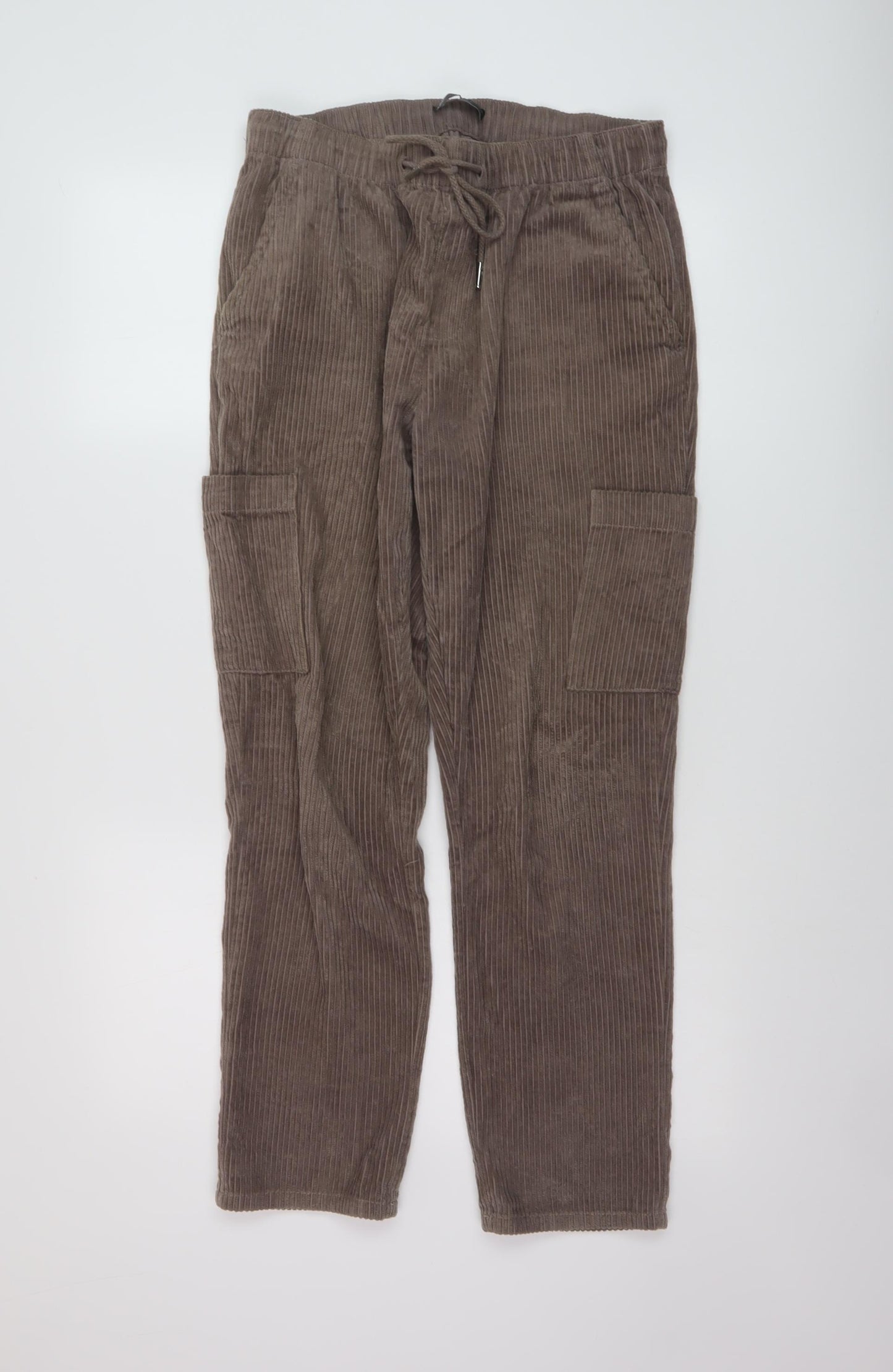 ASOS Womens Brown Cotton Trousers Size S L28 in Regular Drawstring