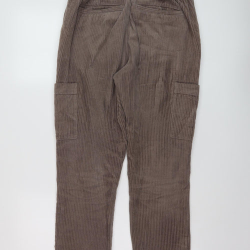 ASOS Womens Brown Cotton Trousers Size S L28 in Regular Drawstring