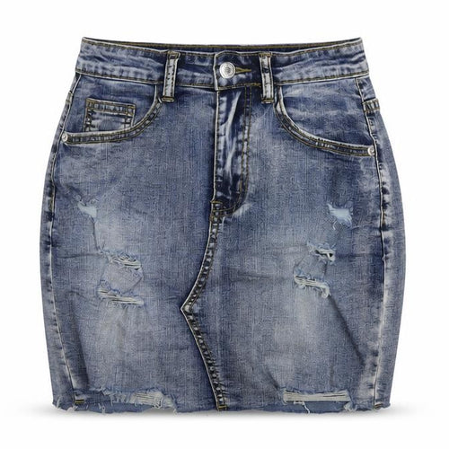 MOMOKROM Womens Blue Cotton Mini Skirt Size 8 Button - Vintage
