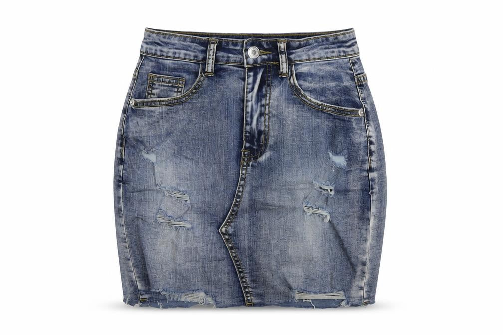 MOMOKROM Womens Blue Cotton Mini Skirt Size 8 Button - Vintage