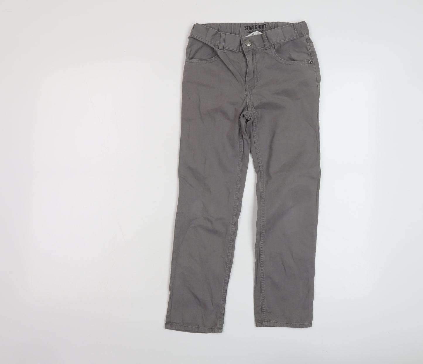 H&M Boys Grey Cotton Straight Jeans Size 8-9 Years Regular Snap