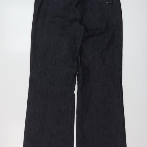 Wallis Womens Blue Cotton Bootcut Jeans Size 8 L28 in Regular Button
