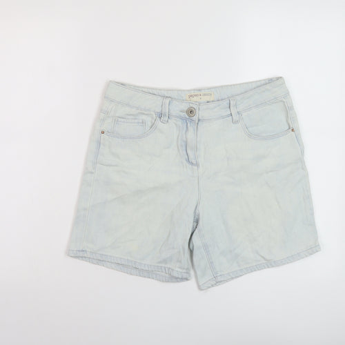 Papaya Womens Blue Cotton Basic Shorts Size 8 L7 in Regular Button