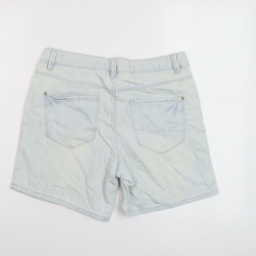 Papaya Womens Blue Cotton Basic Shorts Size 8 L7 in Regular Button