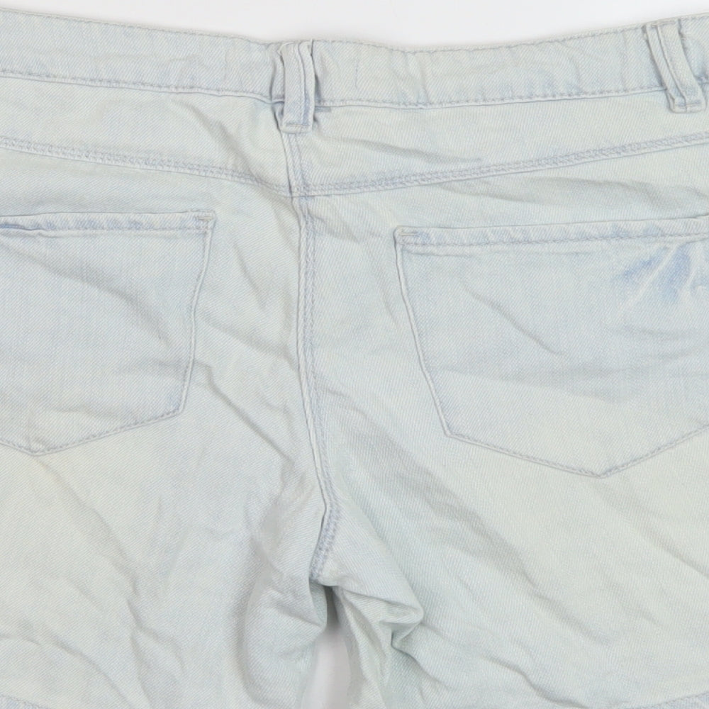 Papaya Womens Blue Cotton Basic Shorts Size 8 L7 in Regular Button