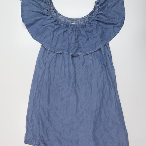 FOREVER 21 Womens Blue Lyocell A-Line Size 22 Round Neck Zip